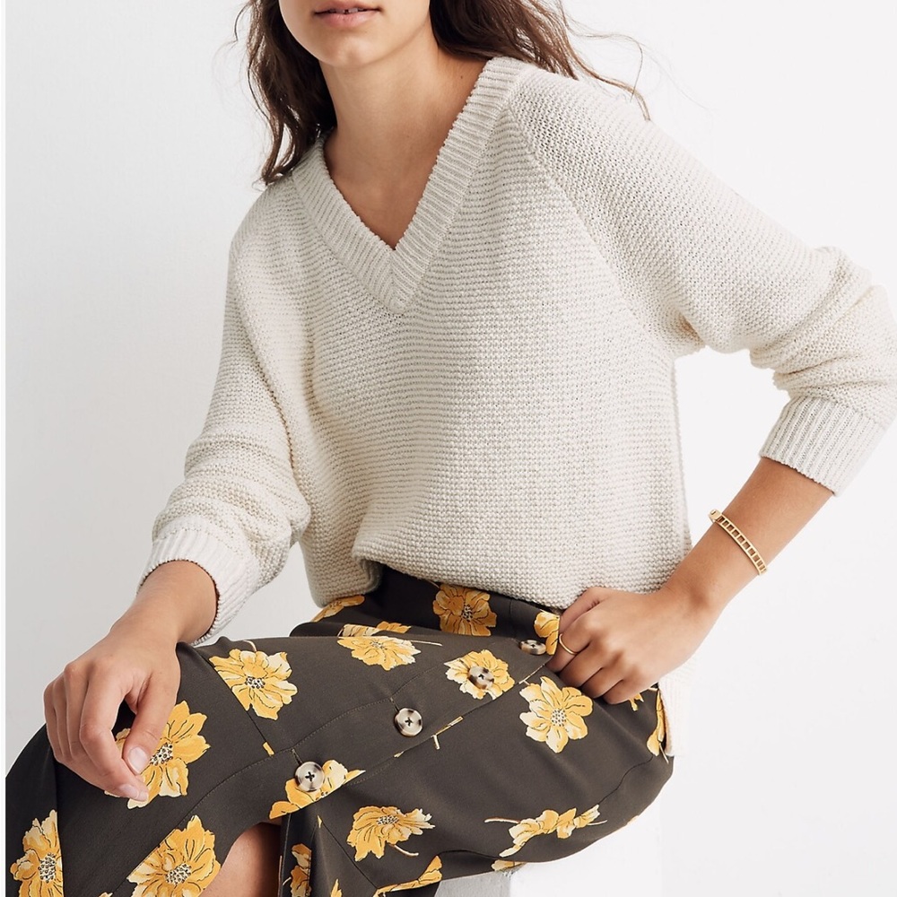 Madewell Arden V-Neck Crop Pullover Sweater